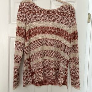 Women's Rust and Cream Knit Pullover Sweater